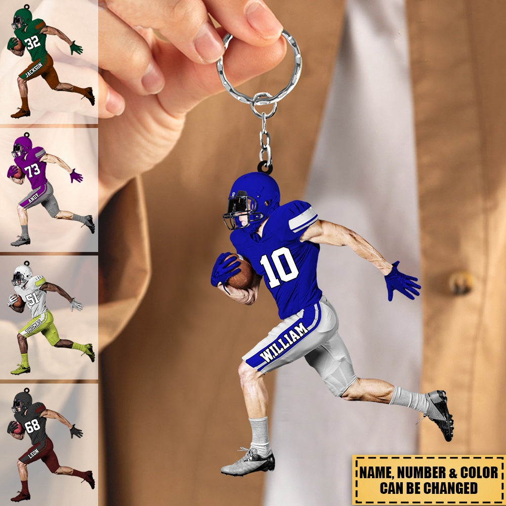 Personalized American Football Player Keychain - Gift For Football Player Football Lovers