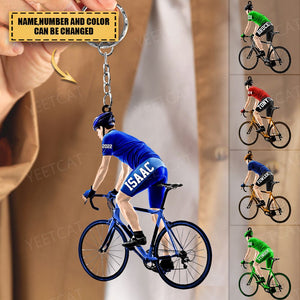Personalized Male Cyclist / Bicyclist/Bike Riding Acrylic Keychain-Gift for Cyclists/Bike Riding Lovers