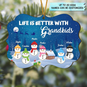 Personalized Wood Ornament - Gift For Grandparents - Life Is Better With Grandkids