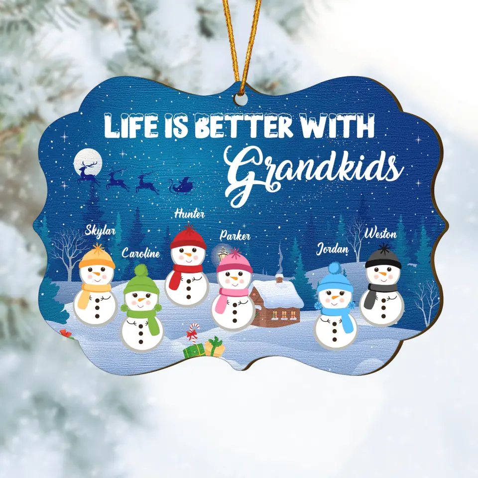 Personalized Wood Ornament - Gift For Grandparents - Life Is Better With Grandkids