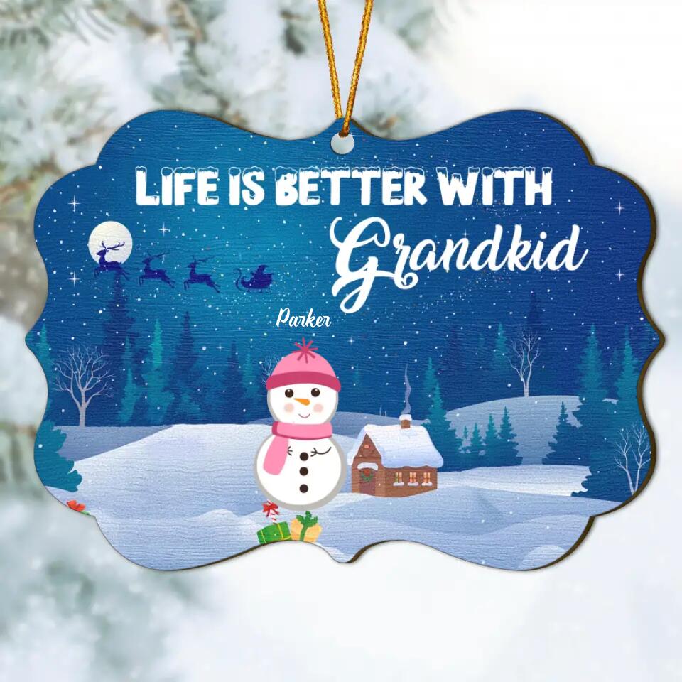 Personalized Wood Ornament - Gift For Grandparents - Life Is Better With Grandkids