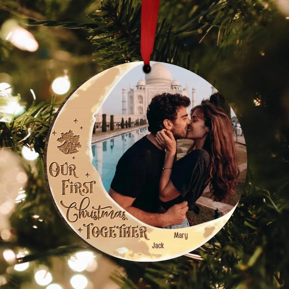 Custom Personalized Christmas Ornament - Upload Couple Photo - Our First Christmas Together