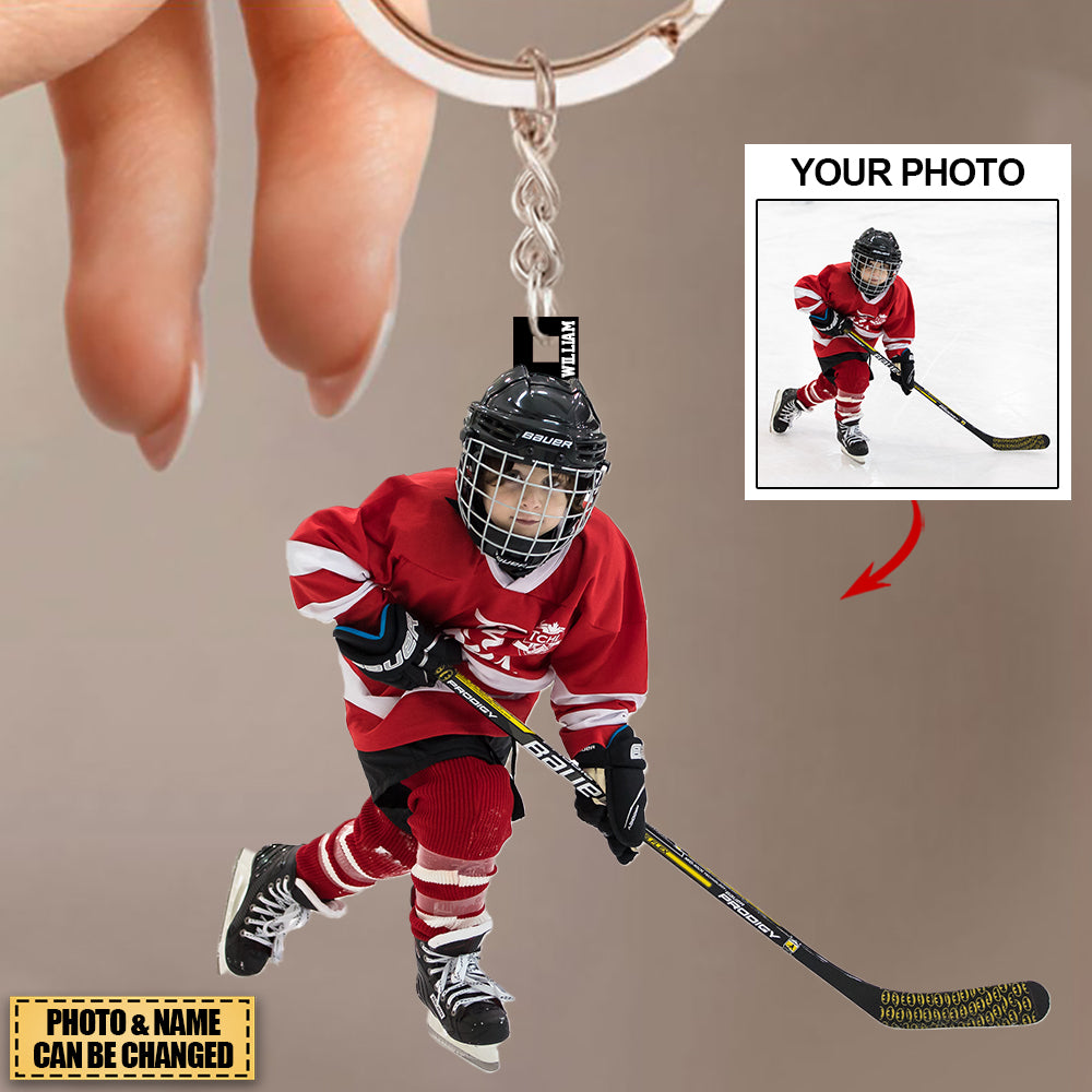 Personalized Hockey Player/Lover Acrylic Keychain - Gift For Hockey Lovers- Custom Your Photo