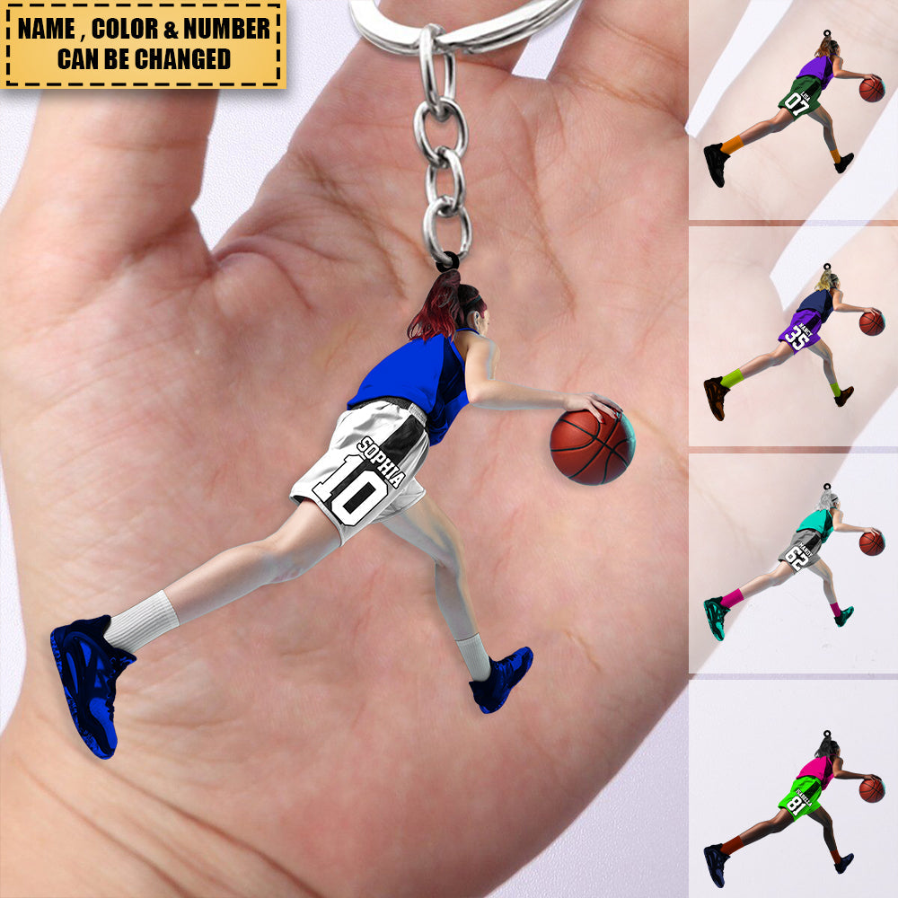 Personalized Female/Girl/Teen Basketball Player Acrylic Keychain