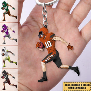Personalized American Football Player Keychain - Gift For Football Player Football Lovers
