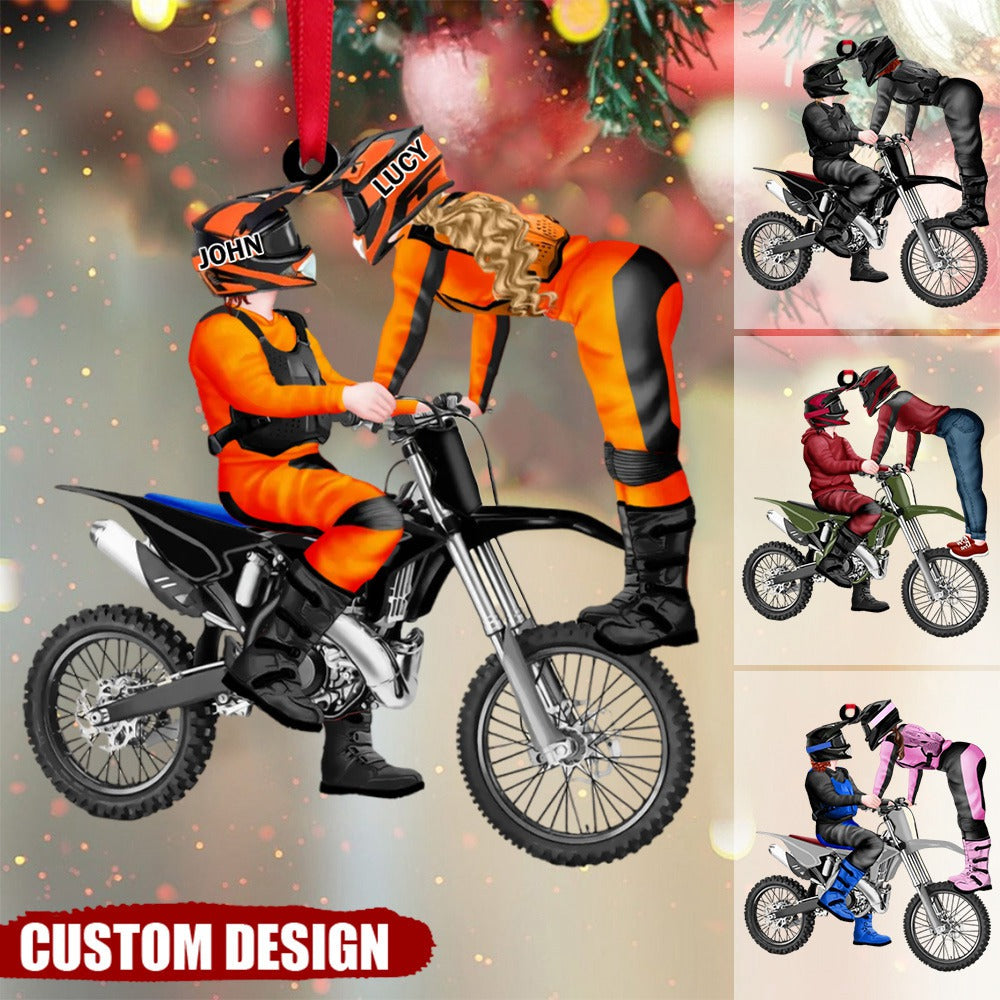 Motocross Couple, Personalized Acrylic Ornament, Gift For Christmas