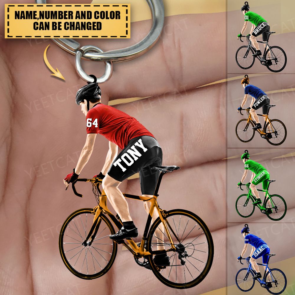 Personalized Male Cyclist / Bicyclist/Bike Riding Acrylic Keychain-Gift for Cyclists/Bike Riding Lovers