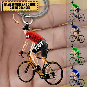 Personalized Male Cyclist / Bicyclist/Bike Riding Acrylic Keychain-Gift for Cyclists/Bike Riding Lovers