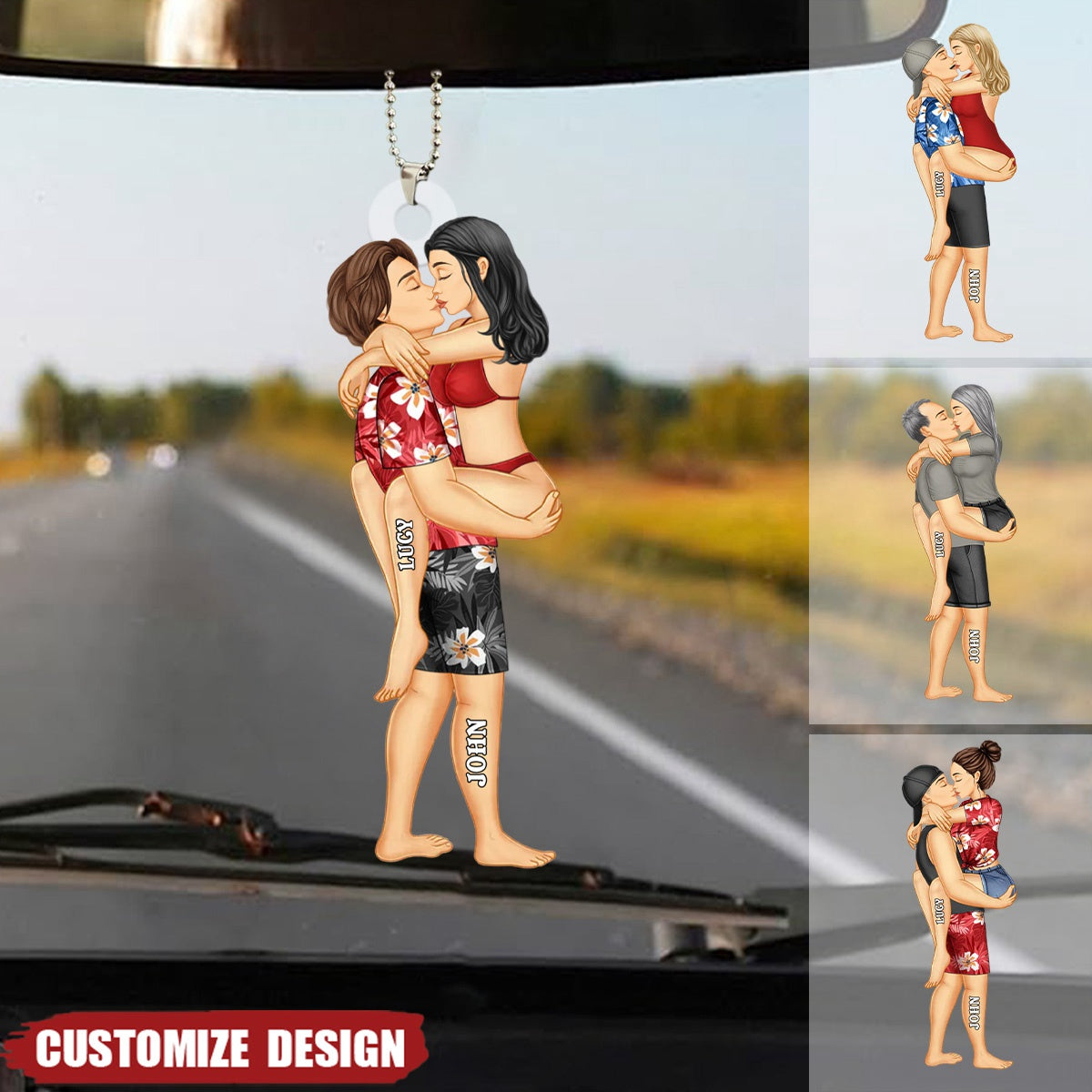 New release - Personalized hugging couple car ornament