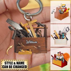 Personalized Carpenter Tool Box With Name Acrylic Keychain