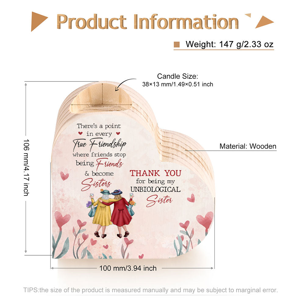 To My Bestie/Friend-Thank You for Being My Unbiological Sister-Heart Candle Holder for Friends