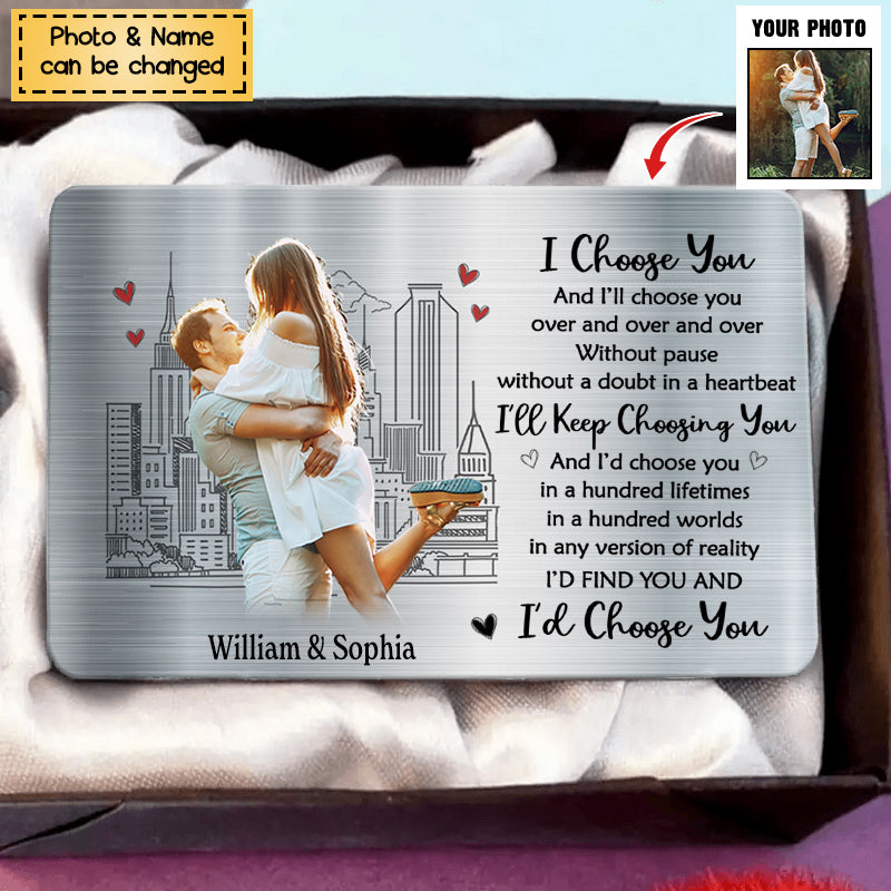 The Day I Met You - Personalized Couple Aluminum Wallet Insert Card-Gift Idea For Him/ Her/ Couple