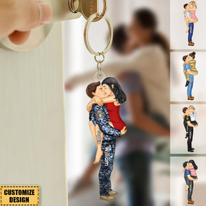 Personalized Couple Kissing Occupation Keychain - Gift For Couples, Nurse, Firefighter, Police Officer