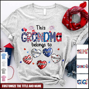 Personalized This Grandma Belongs To Sweet Heart Grandkids 4th Of July T-Shirt