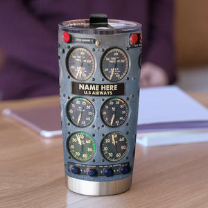New Release - Flight Instruments Panel Tumbler Cup, Custom Name Pilot Tumbler Cup, Personalized Gift For Pilot