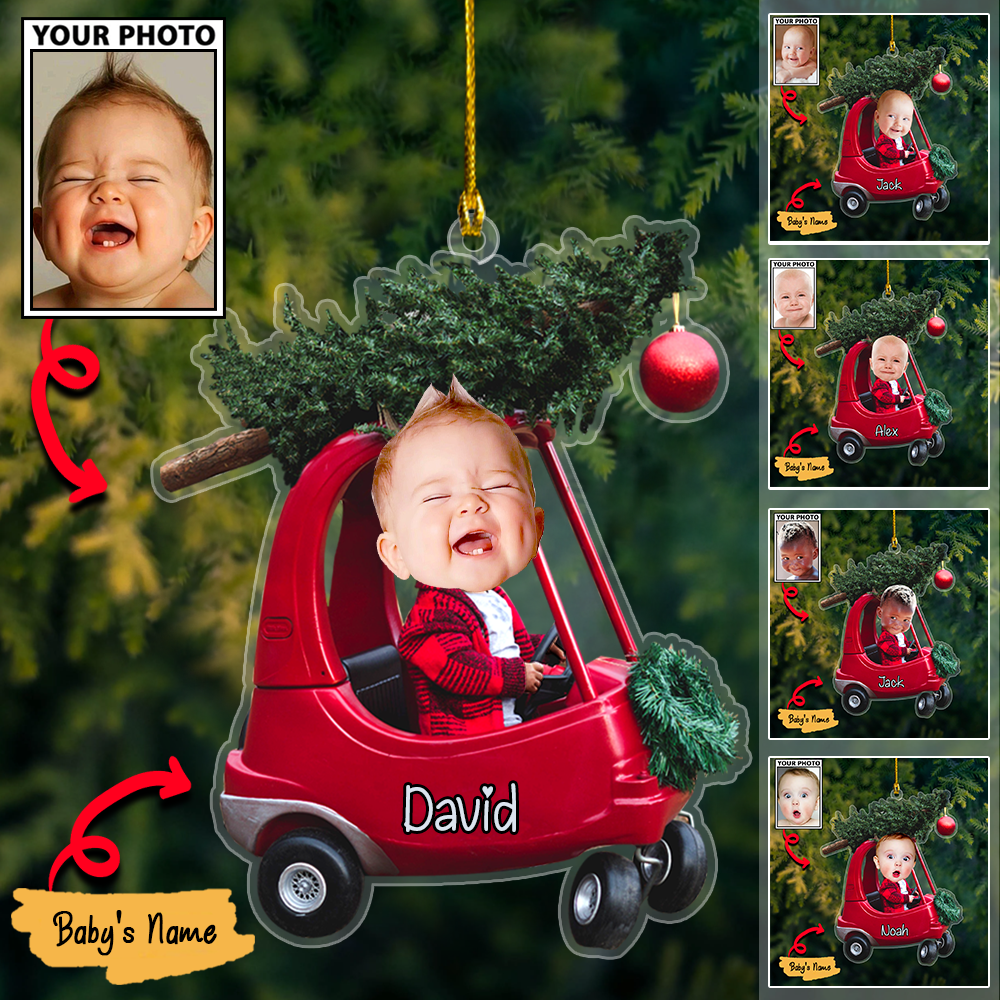 Custom Baby Cute Photo With Name for Christmas Ornament
