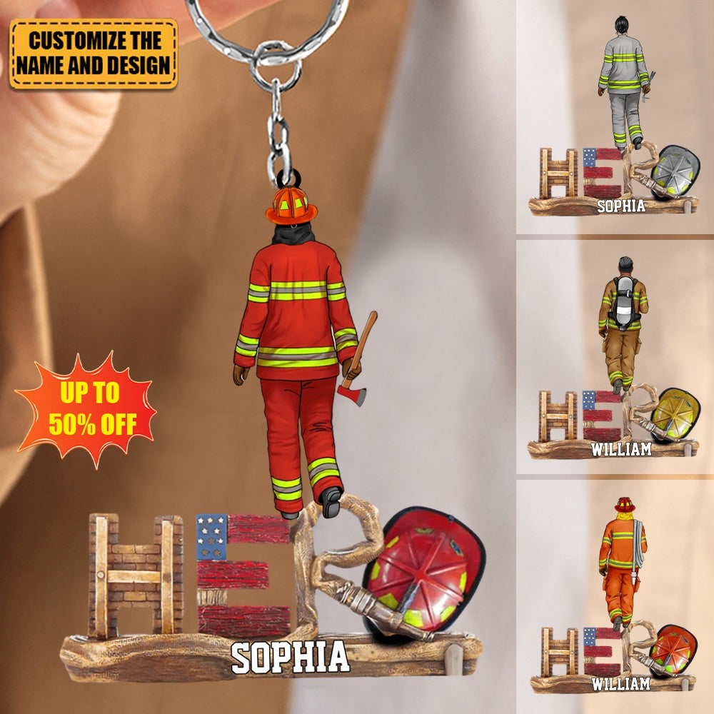 Firefighter - The Hero, Personalized Acrylic Custom Shape Keychain