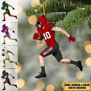 Personalized American Football Player Acrylic Christmas / Car Ornament - Gift For Football Player Football Lovers