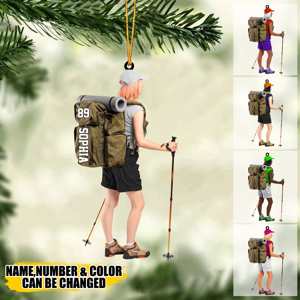 Personalized Hiking/Climbing/Camping Girl Acrylic Christmas Ornament-Gift For Hiking Lovers