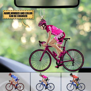 Personalized Female Cyclist / Bicyclist/mountain Bike Riding Acrylic Car Hanging Ornament-gift For Cyclists/bike Riding Lovers
