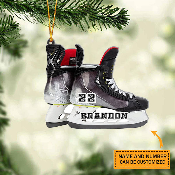 Personalized Hockey Skates Acrylic Christmas Ornament