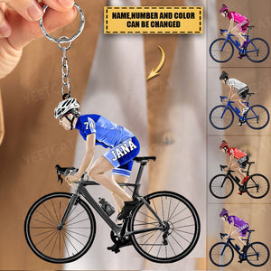Personalized Female Cyclist / Bicyclist/Bike Riding Acrylic Keychain-Gift for Cyclists/Bike Riding Lovers