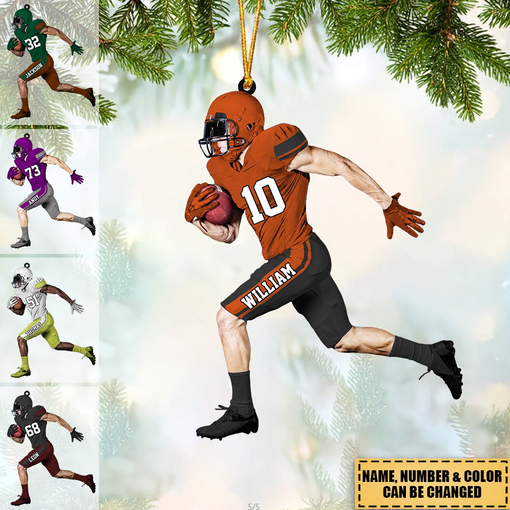 Personalized American Football Player Acrylic Christmas / Car Ornament - Gift For Football Player Football Lovers