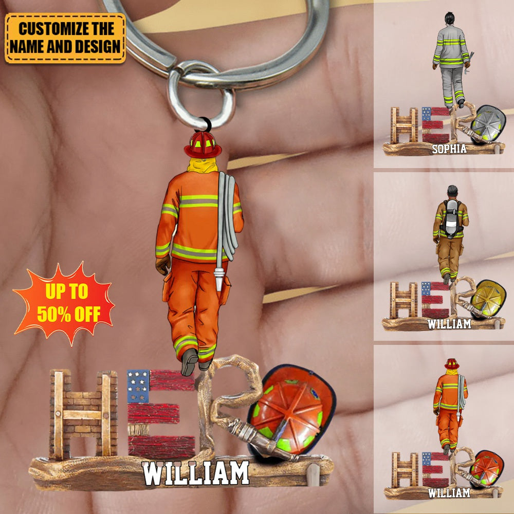 Firefighter - The Hero, Personalized Acrylic Custom Shape Keychain