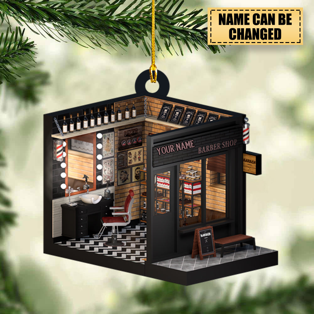 Personalized Barber Shop Christmas Ornament