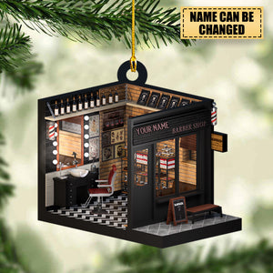 Personalized Barber Shop Christmas Ornament