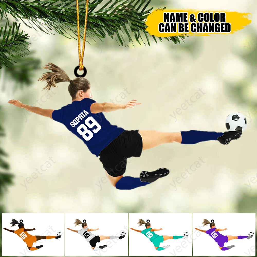 Custom Personalized Girl Soccer Player Acrylic Ornament, Gift For Girl Soccer Players