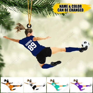 Custom Personalized Girl Soccer Player Acrylic Ornament, Gift For Girl Soccer Players