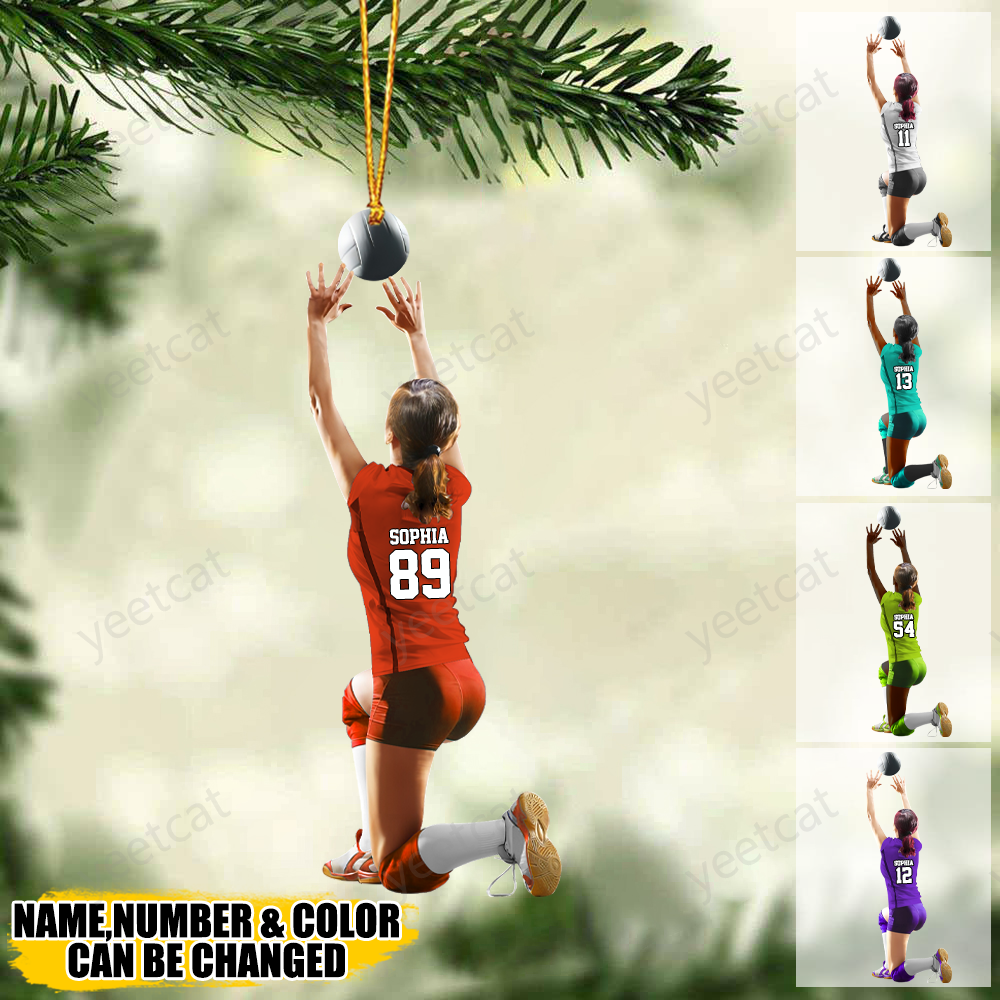 Personalized Girl/Female/Woman Volleyball Setter Player Acrylic Christmas Ornament