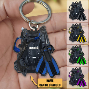 Scuba Diving Scuba Gear - Personalized Flat Acrylic Keychain