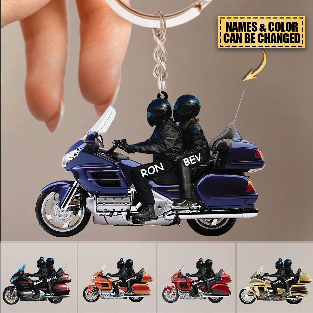 New Release Personalized Biker Couple Gold Wing Motorcycle- PERSONALIZED Acrylic/Stainless Steel  Keychain