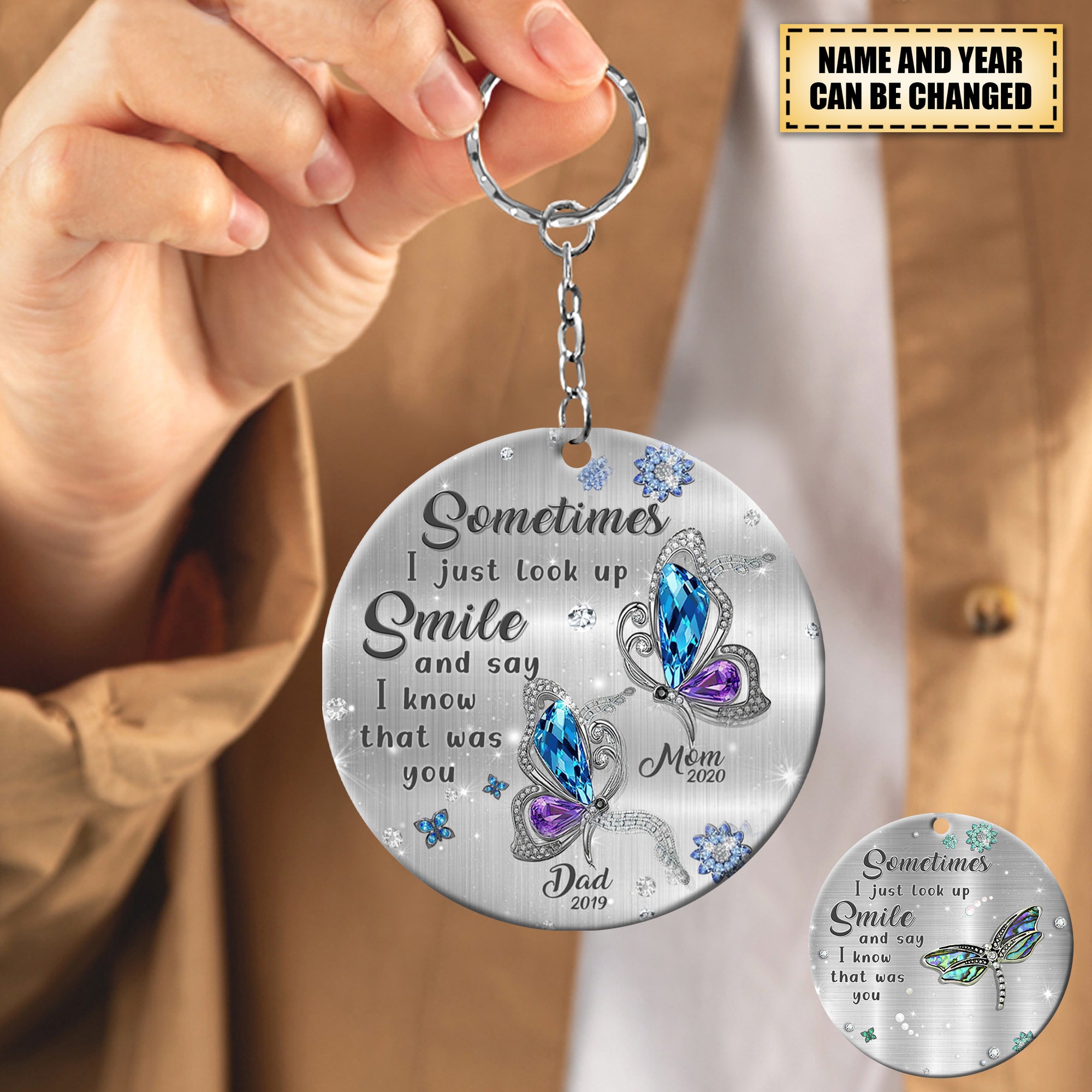 Sometimes I just look up Smile memory Personalized Circle Acryliac Keychain