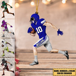 Personalized American Football Player Acrylic Christmas / Car Ornament - Gift For Football Player Football Lovers