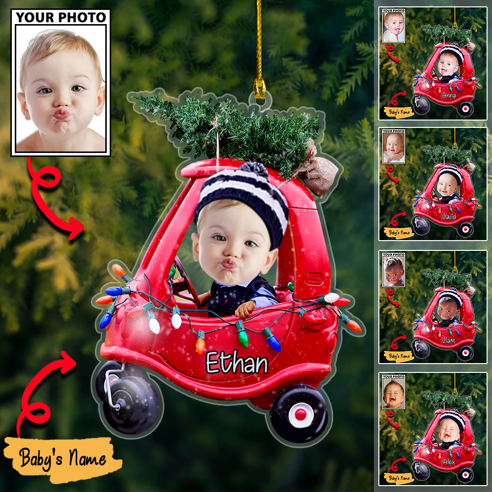 Custom Baby Cute Photo With Name for Christmas Ornament