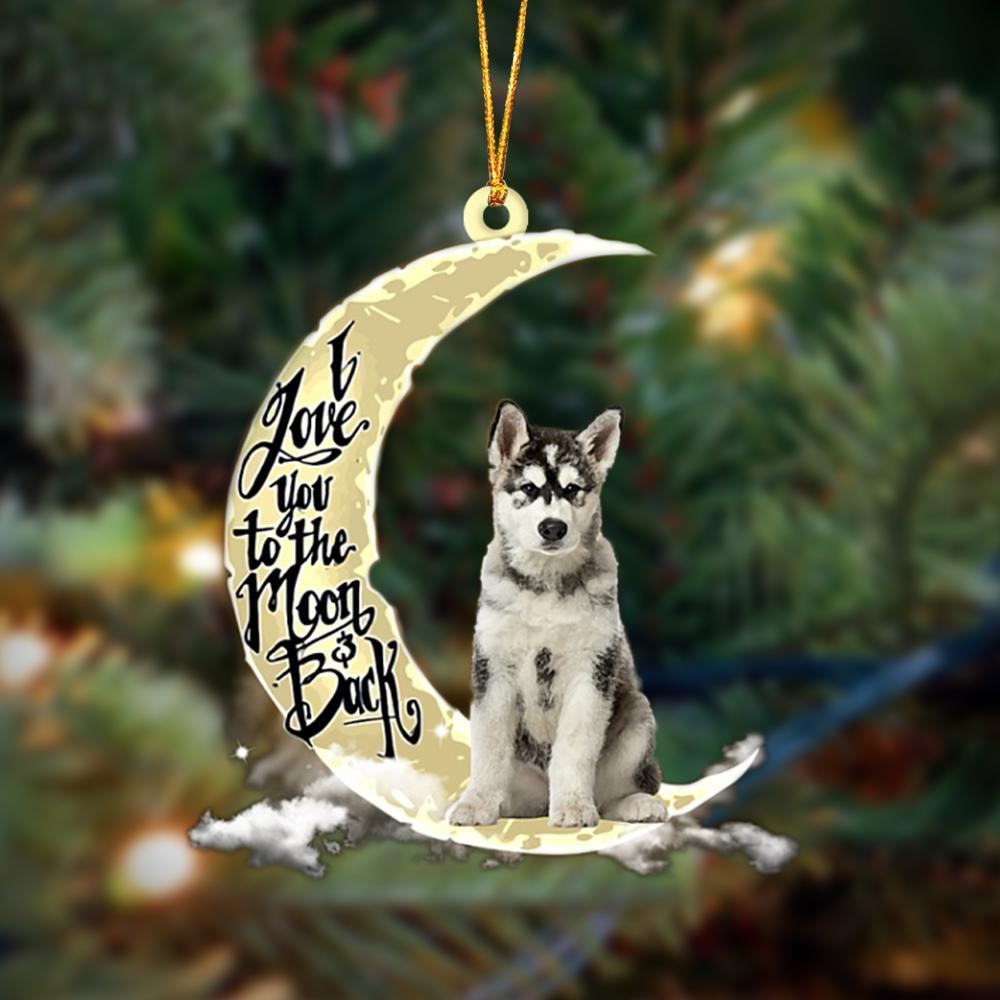Alaskan Malamutes I Love You To The Moon And Back Hanging Ornament