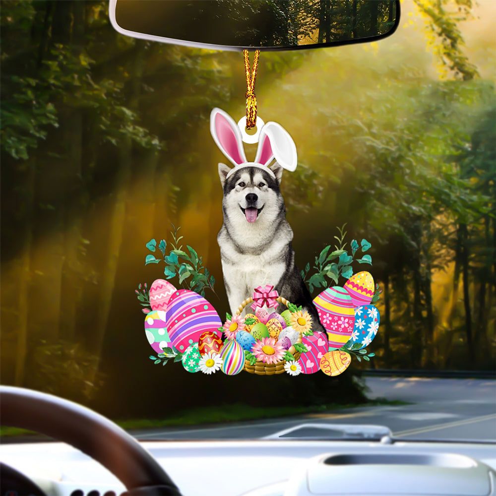 Alaskan Malamute Happy Easter Car Hanging Ornament