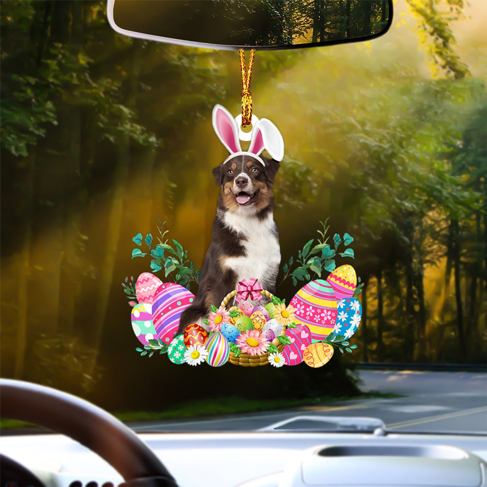 Australian Shepherd Happy Easter Car Hanging Ornament