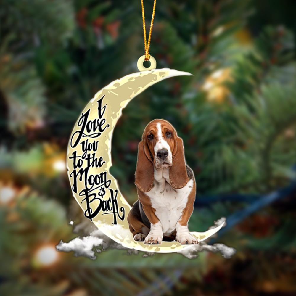 Basset Hound I Love You To The Moon And Back Hanging Ornament