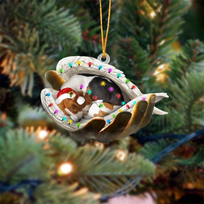 Beagle Sleeping Angel In God Hand Christmas Ornament
