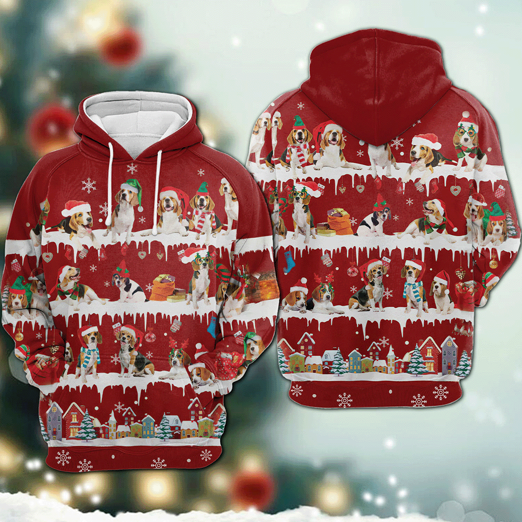 Beagle - Snow Christmas - 3D Hoodie