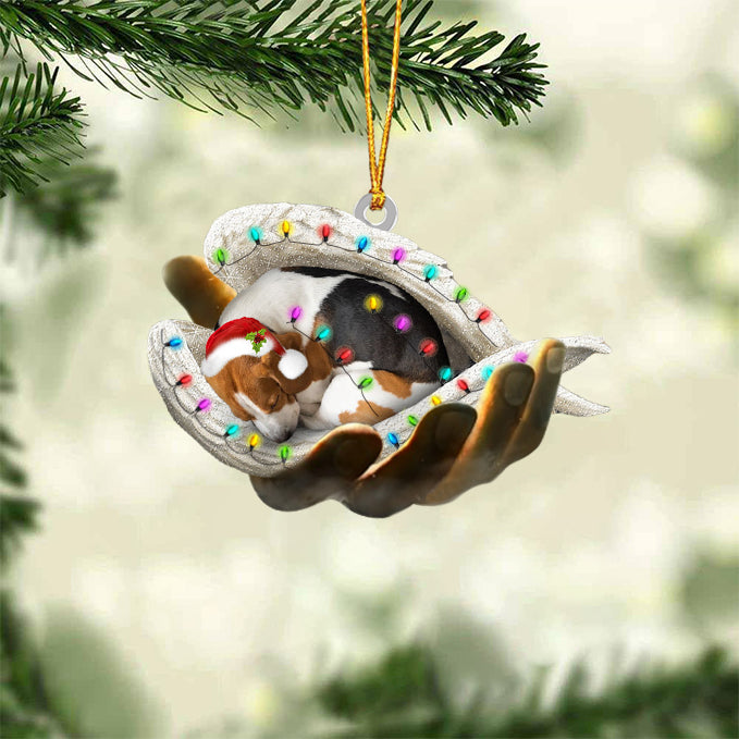 Beagle Sleeping Angel In God Hand Christmas Ornament