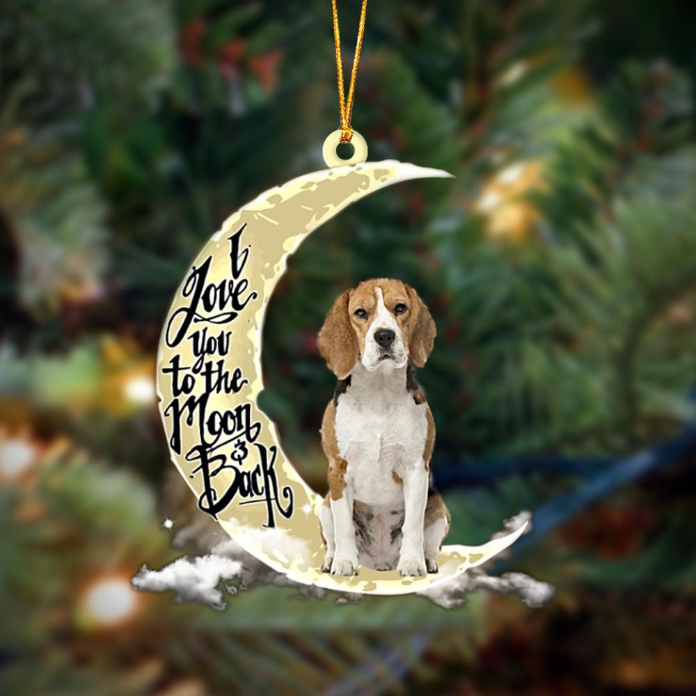 Beagle I Love You To The Moon And Back Hanging Ornament