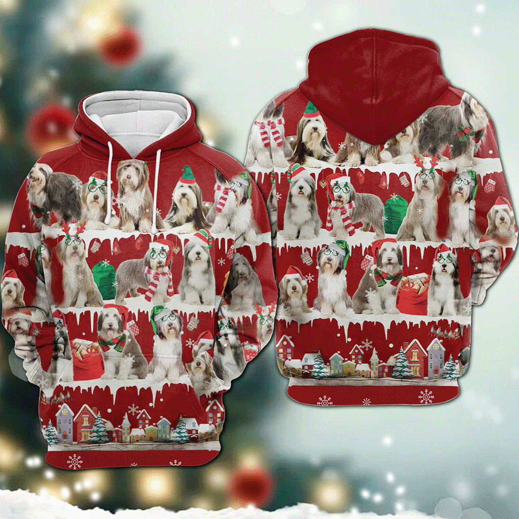 Bearded Collie - Snow Christmas - 3D Hoodie