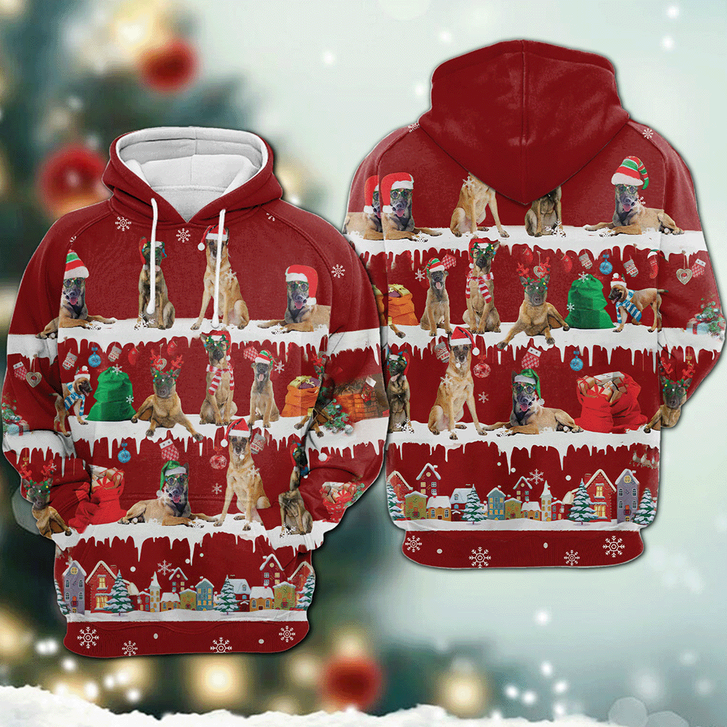Belgian Malinois - Snow Christmas - 3D Hoodie