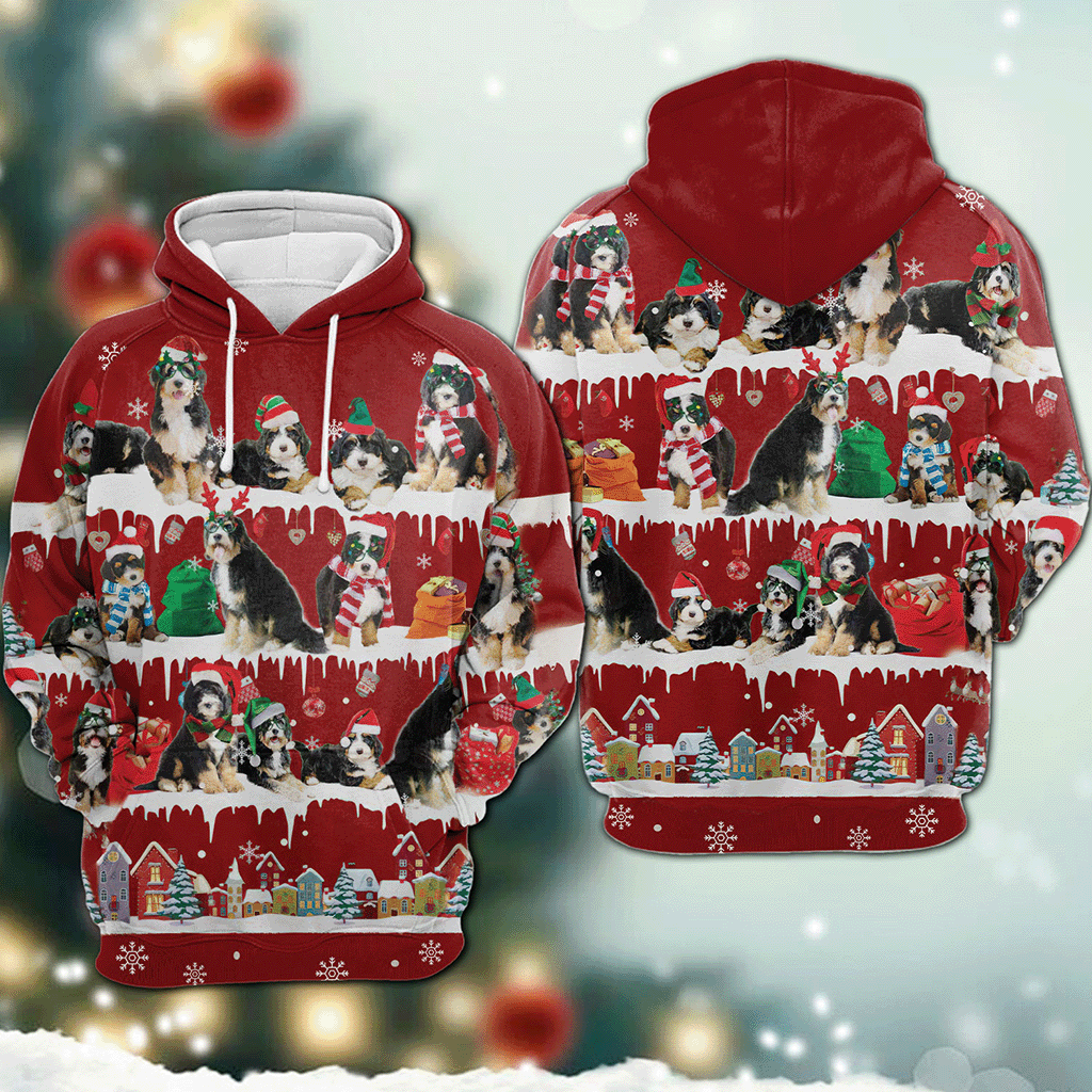 Bernedoodle - Snow Christmas - 3D Hoodie