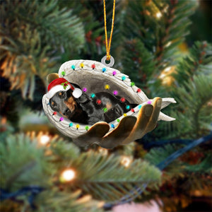 dachshund(Black and tan)Sleeping Angel In God Hand Christmas Ornament